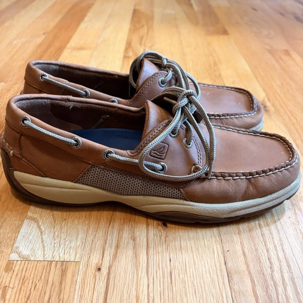 Sperry Top Sider 2-Eye Boat Deck Casual Shoes Men's 8.5 Tan Preppy Classic
